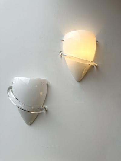 Tina Aufiero Pair of Sconces Swan Murano Glass by Tina Aufiero for Venini Italy 1990s