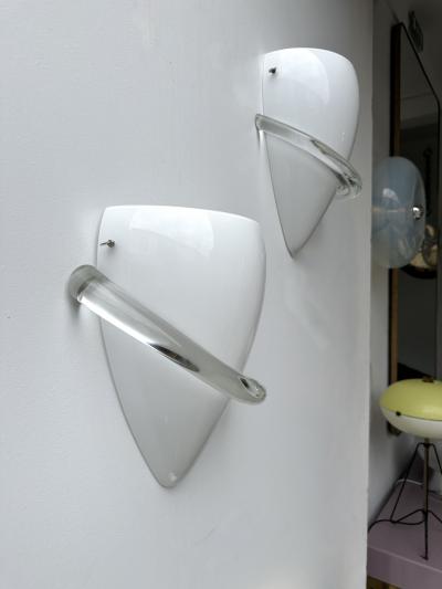 Tina Aufiero Pair of Sconces Swan Murano Glass by Tina Aufiero for Venini Italy 1990s