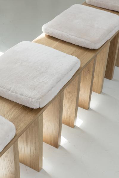 Tinatin Kilaberidze Long Bench in Oak with 4 seats by Tinatin Kilaberidze