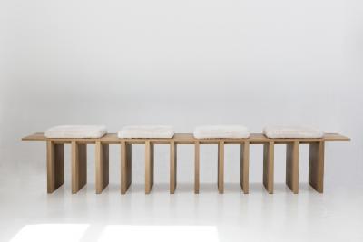 Tinatin Kilaberidze Long Bench in Oak with 4 seats by Tinatin Kilaberidze