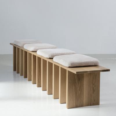 Tinatin Kilaberidze Long Bench in Oak with 4 seats by Tinatin Kilaberidze
