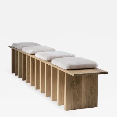 Tinatin Kilaberidze Long Bench in Oak with 4 seats by Tinatin Kilaberidze