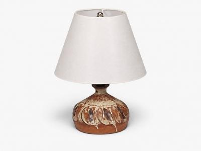 Tingkeramik F lle Small Table Lamp Brown Glazed Stoneware Denmark 1970s