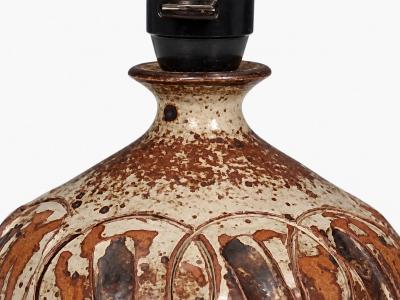 Tingkeramik F lle Small Table Lamp Brown Glazed Stoneware Denmark 1970s