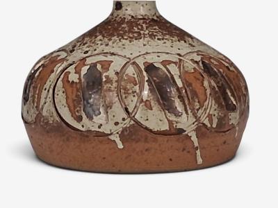 Tingkeramik F lle Small Table Lamp Brown Glazed Stoneware Denmark 1970s