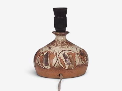 Tingkeramik F lle Small Table Lamp Brown Glazed Stoneware Denmark 1970s