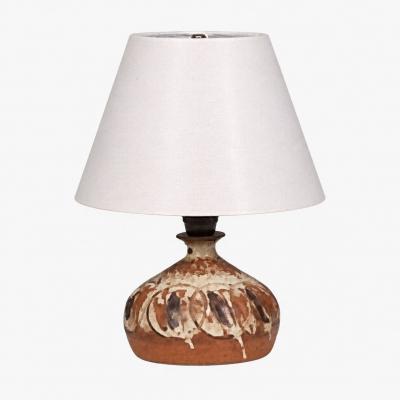 Tingkeramik F lle Small Table Lamp Brown Glazed Stoneware Denmark 1970s
