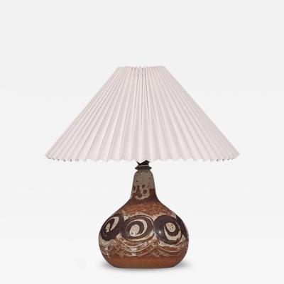 Tingkeramik F lle Table Lamp Brown and Cream Stoneware Denmark 1970s