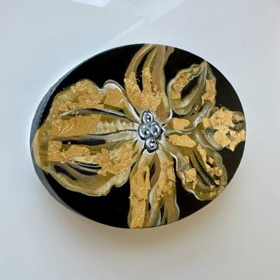 Titina Penzini Gold Cattleya Oil Paintings on Canvas by Titina Penzini