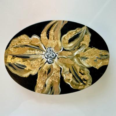 Titina Penzini Gold Cattleya Oil Paintings on Canvas by Titina Penzini