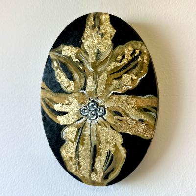 Titina Penzini Gold Cattleya Oil Paintings on Canvas by Titina Penzini