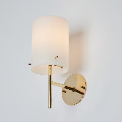 Tito Agnoli 1950s Tito Agnoli Brass Glass Cylindrical Wall Lamp for O Luce
