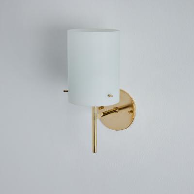 Tito Agnoli 1950s Tito Agnoli Brass Glass Cylindrical Wall Lamp for O Luce