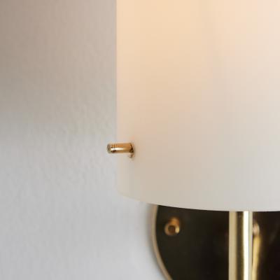 Tito Agnoli 1950s Tito Agnoli Brass Glass Cylindrical Wall Lamp for O Luce