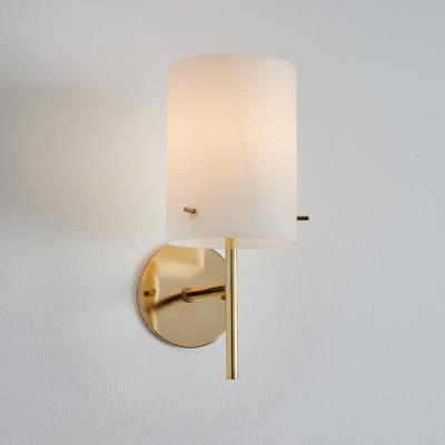 Tito Agnoli 1950s Tito Agnoli Brass Glass Cylindrical Wall Lamp for O Luce