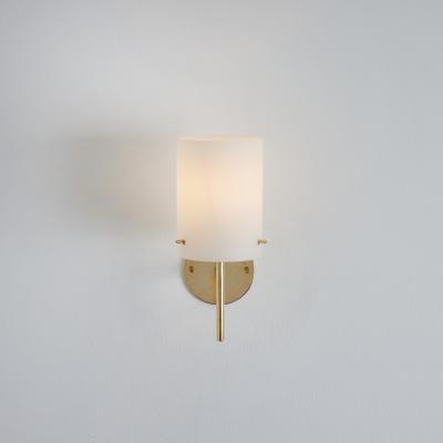 Tito Agnoli 1950s Tito Agnoli Brass Glass Cylindrical Wall Lamp for O Luce