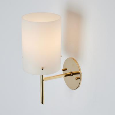 Tito Agnoli 1950s Tito Agnoli Brass Glass Cylindrical Wall Lamp for O Luce