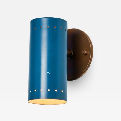Tito Agnoli 1960s Tito Agnoli Blue Perforated Metal and Brass Articulating Sconce for O Luce