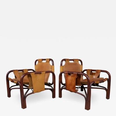 Tito Agnoli 1960s Tito Agnoli Safari Chair Leather Bamboo Bonacina Italy