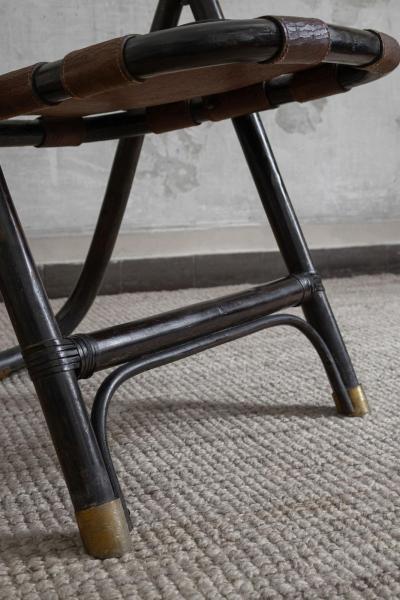 Tito Agnoli Bamboo and Leather Chairs attributed to Tito Agnoli 1970s Set of 4