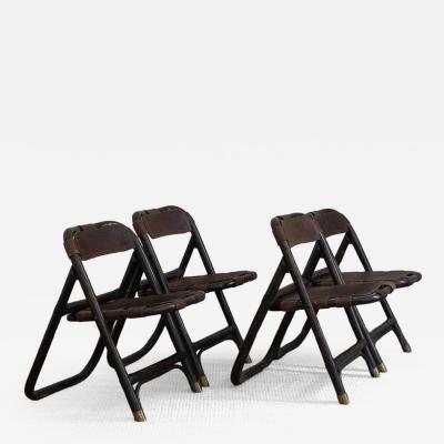 Tito Agnoli Bamboo and Leather Chairs attributed to Tito Agnoli 1970s Set of 4