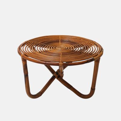 Tito Agnoli Bt 2 Round Bamboo and Rattan Coffee Table by Tito Agnoli for Bonacina