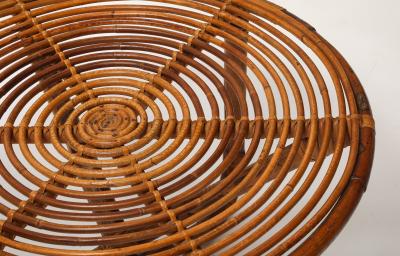 Tito Agnoli Bt 2 Round Bamboo and Rattan Coffee Table by Tito Agnoli for Bonacina