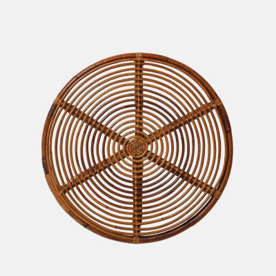 Tito Agnoli Bt 2 Round Bamboo and Rattan Coffee Table by Tito Agnoli for Bonacina