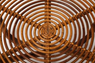 Tito Agnoli Bt 2 Round Bamboo and Rattan Coffee Table by Tito Agnoli for Bonacina