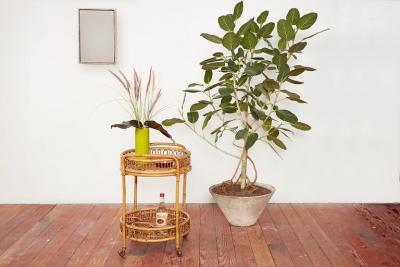 Tito Agnoli ITALIAN ROUND BAMBOO BAR CART