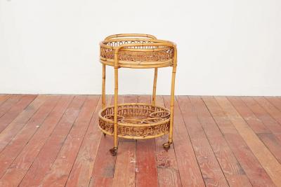 Tito Agnoli ITALIAN ROUND BAMBOO BAR CART