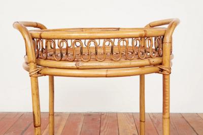 Tito Agnoli ITALIAN ROUND BAMBOO BAR CART