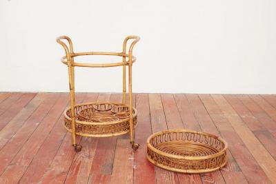 Tito Agnoli ITALIAN ROUND BAMBOO BAR CART