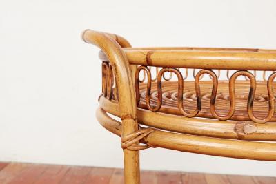 Tito Agnoli ITALIAN ROUND BAMBOO BAR CART