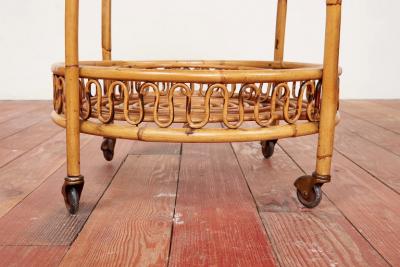 Tito Agnoli ITALIAN ROUND BAMBOO BAR CART