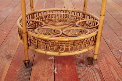 Tito Agnoli ITALIAN ROUND BAMBOO BAR CART