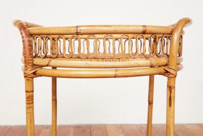 Tito Agnoli ITALIAN ROUND BAMBOO BAR CART