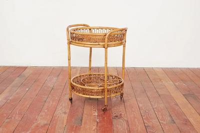 Tito Agnoli ITALIAN ROUND BAMBOO BAR CART