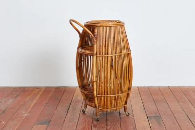 Tito Agnoli ITALIAN ROUND BAMBOO BAR CART