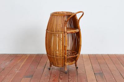 Tito Agnoli ITALIAN ROUND BAMBOO BAR CART
