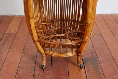 Tito Agnoli ITALIAN ROUND BAMBOO BAR CART