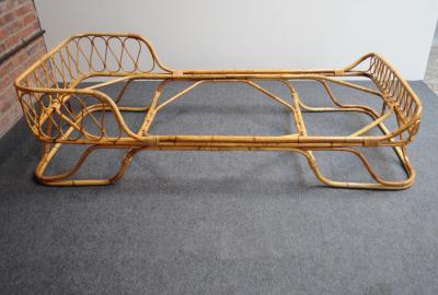 Tito Agnoli Italian Modernist Rattan and Bamboo Sleigh Daybed after Tito Agnoli for Bonacina