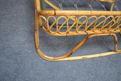 Tito Agnoli Italian Modernist Rattan and Bamboo Sleigh Daybed after Tito Agnoli for Bonacina