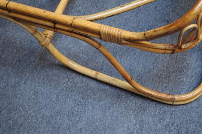 Tito Agnoli Italian Modernist Rattan and Bamboo Sleigh Daybed after Tito Agnoli for Bonacina