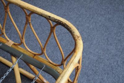 Tito Agnoli Italian Modernist Rattan and Bamboo Sleigh Daybed after Tito Agnoli for Bonacina