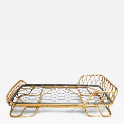 Tito Agnoli Italian Modernist Rattan and Bamboo Sleigh Daybed after Tito Agnoli for Bonacina