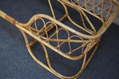 Tito Agnoli Italian Modernist Tito Agnoli Style Rattan and Bamboo Sleigh Daybed Single Bed