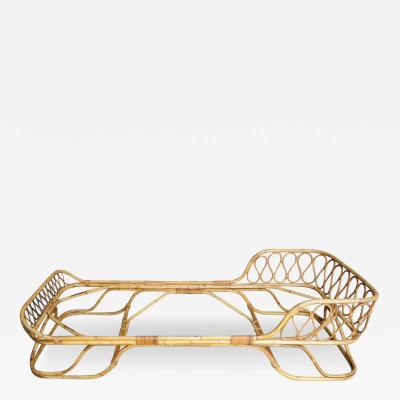 Tito Agnoli Italian Modernist Tito Agnoli Style Rattan and Bamboo Sleigh Daybed Single Bed