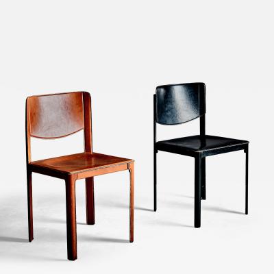 Tito Agnoli Pair of Leather Chairs by Tito Agnoli for Matteo Grassi in cognac and black