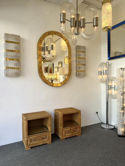 Tito Agnoli Pair of Rattan Bedside Tables by Tito Agnoli Italy 1970s